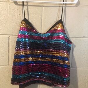 Wayf Multicolor Sequin Striped Camisole